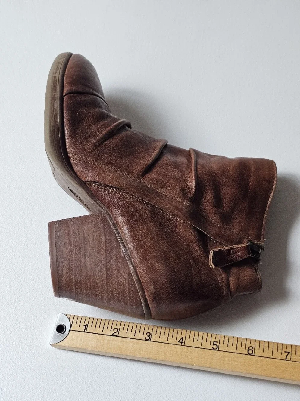 Sofft Gable Leather Ankle Boots Women's Size 7 Cognac Brown Block Heel Side Zip